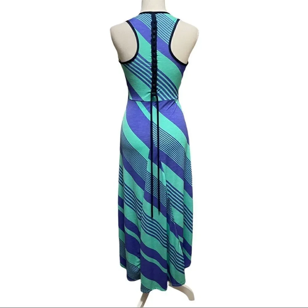 Silvergate Green Purple Striped High-Low Dress SMALL - Picture 3 of 15